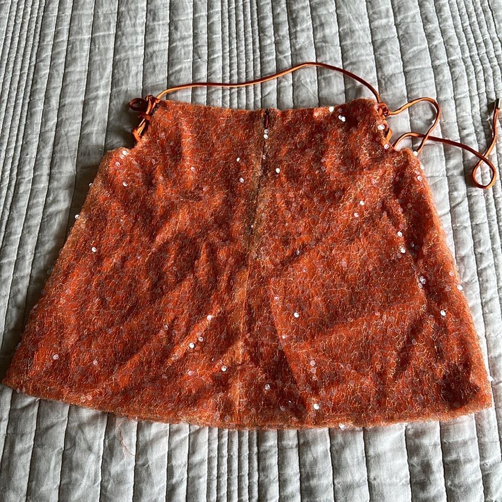 Sequin Mini Skirt in Orange - Picture 6 of 6